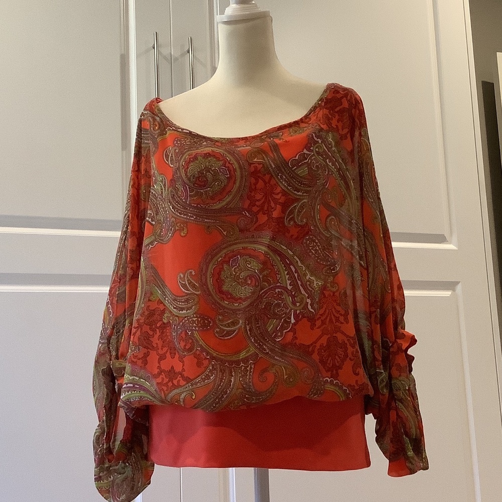 Joseph Ribkoff Size 10 Orange and Olive